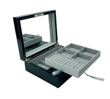 Black High Gloss Wood Jewellery Box L24cm