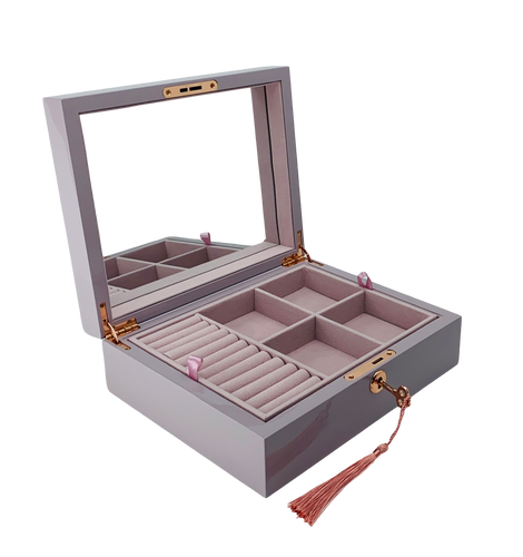 Lilac High Gloss Wood Jewellery Box L24cm