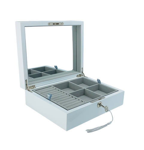 White High Gloss Wood Jewellery Box L24cm