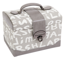 Medium Letter Print Faux Leather Travel Jewellery Box L18cm