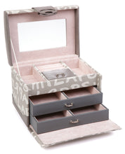 Medium Letter Print Faux Leather Travel Jewellery Box L18cm