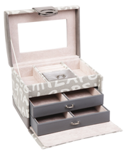 Medium Letter Print Faux Leather Travel Jewellery Box L18cm