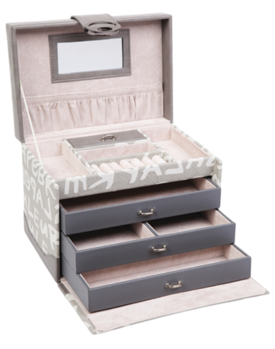 Large Letter Pattern Faux Leather Travel Jewellery Box L21cm