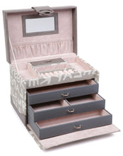 Large Letter Pattern Faux Leather Travel Jewellery Box L21cm