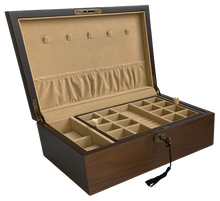 European Walnut Matte Finish Wood Jewellery Box, Length 30cm