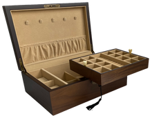 European Walnut Matte Finish Wood Jewellery Box L30cm