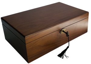 European Walnut Matt Finish Wood Jewellery Box, Length 30cm