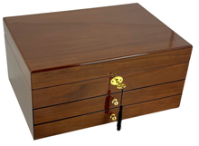 European Walnut  High Gloss Wooden Jewellery Box, Length 38cm