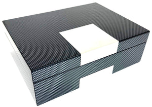 Carbon Fibre High Gloss Watch and Jewellery Box, Length 25cm