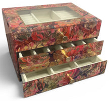 Rose Marble Glass 3-Drawer Jewellery Box L26cm