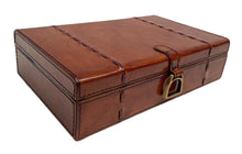 Tan Buffalo Leather Jewellery Box Stirrup Clasp L27cm