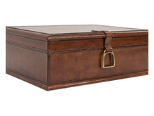 Tan Buffalo Leather Jewellery Box Stirrup Clasp L36cm