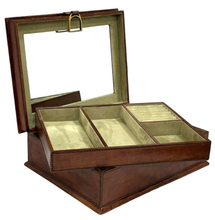 Tan Buffalo Leather Jewellery Box Stirrup Clasp L36cm