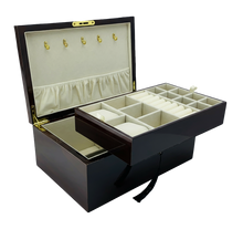 NEW European Walnut High Gloss Finish Wood Jewellery Box L30cm