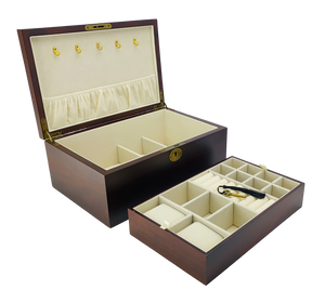 NEW European Walnut Matte Finish Wood Jewellery Box L30cm