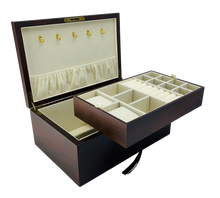 NEW European Walnut Matte Finish Wood Jewellery Box L30cm