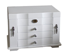 Harrowdene Matt White Jewellery Box, 3-Drawer and 2-Side Panels L28cm