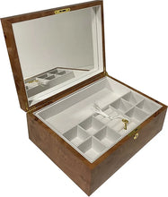 Oak Burl High Gloss Wood Jewellery Box, Length 35cm