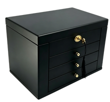 Harrowdene® Premium Edition Matte Black Jewellery Box with Side Panels 28.5cm