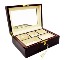 Rosewood Piano Finish Jewellery Box with Lift-Out Tray - 31cm