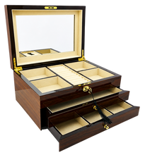 Harrowdene® Premium  Edition European Walnut High Gloss Jewellery Box 2-Drawer 35cm