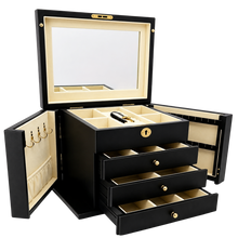 Harrowdene® Premium Edition Matte Black Jewellery Box with Side Panels 28.5cm