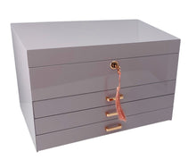 Very Large Lilac High Gloss 3-Drawer Wooden Jewellery Box with Liftout Tray L35cm