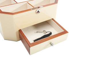 Harrowdene Stingray Timber Piano Finish Jewellery Box with Drawer, Length 27cm - Drawer