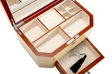 Harrowdene Stingray Timber Piano Finish Jewellery Box with Drawer, Length 27cm - Open
