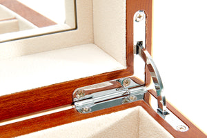 Harrowdene Stingray Timber Piano Finish Jewellery Box with Drawer, Length 27cm - Close Up Hinge