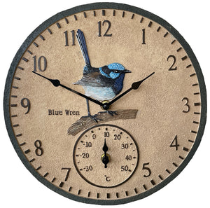 Blue Wren Outdoor Clock 30cm