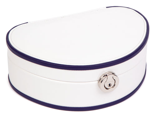Harrowdene-Demi-Lune-White-Patent-Faux-Leather-White-Jewellery-Box-Length-22cm-Closed
