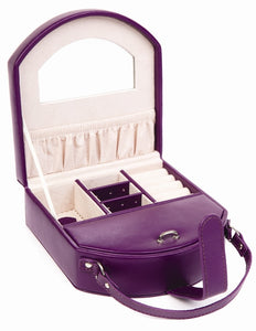 Harrowdene Violet Travel Faux Leather Jewellery Box, Length 15cm - Open