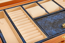 Harrowdene Very Large Timber Piano Finish Tiger Jewellery Box - Close Up Inside