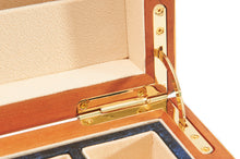 Harrowdene Very Large Timber Piano Finish Tiger Jewellery Box, Length 52cm - Close Up Hinge