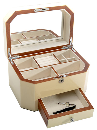 Harrowdene Stingray Timber Piano Finish Jewellery Box with Drawer, Length 27cm